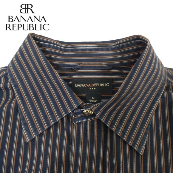 Banana Republic Brown Pinstripe White ClassicSiz M - Picture 3 of 4